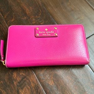 Pink Kate Spade zip up wallet